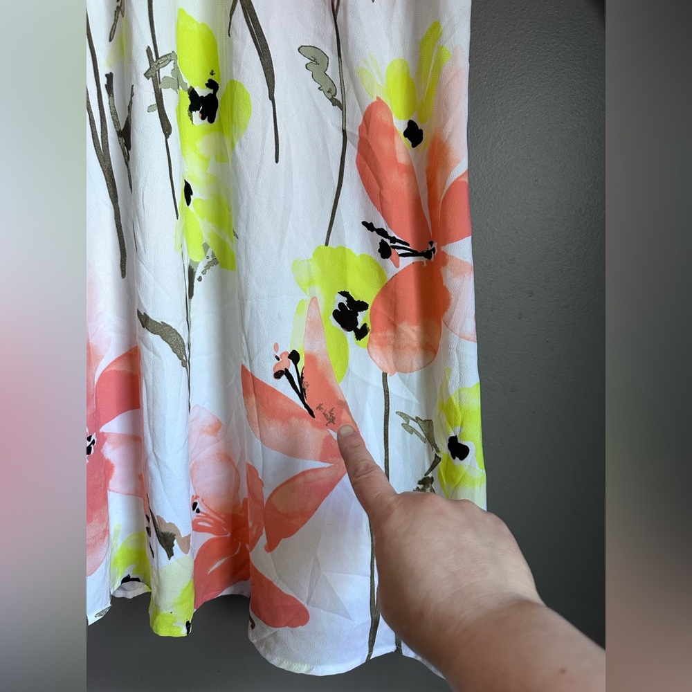 Lane Bryant Retro Floral Printed Chiffon Shift Midi Dress Plus Size 26/28 (4XL) - Picture 5 of 16